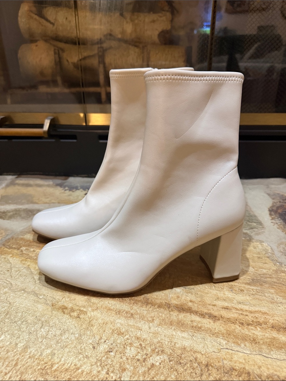 NWOT Target White Block Heel Ankle Boots
